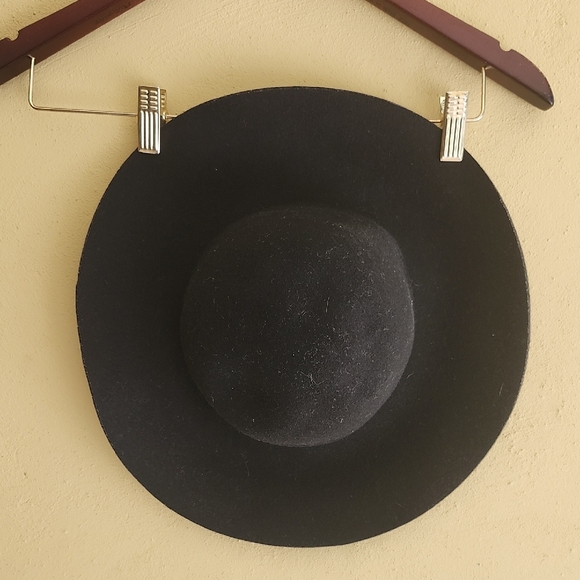 100% Wool Hat Ann Taylor Stylish and versatile Classic Black Felt Wide-Brim - Picture 2 of 7